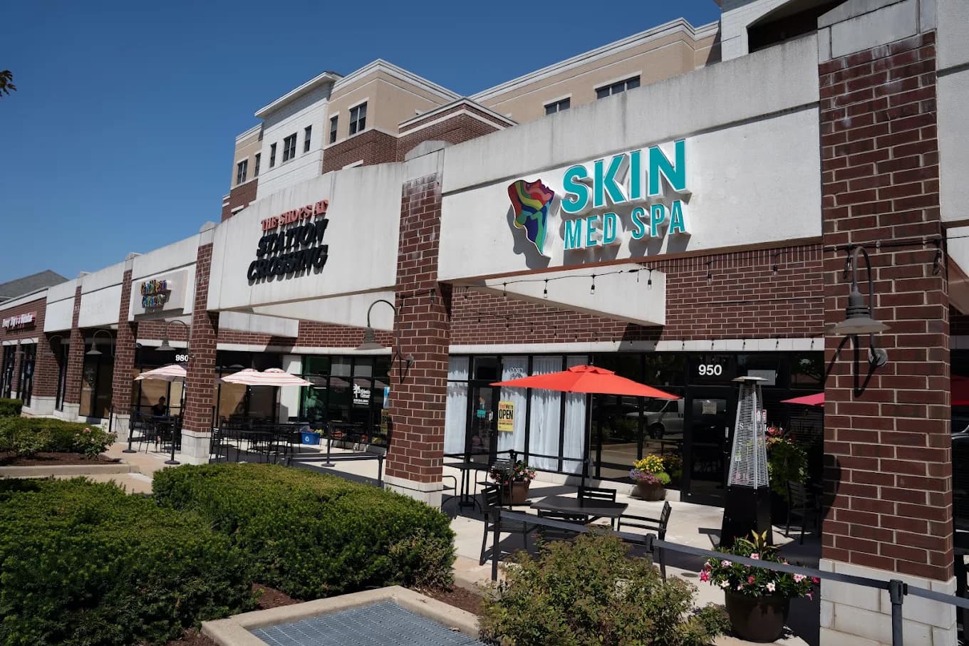 Skin Med Spa storefront at Station Crossing in downtown Downers Grove